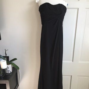 Black strapless bridesmaid dress